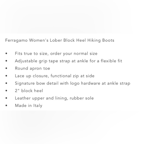 NIB SALVATORE FERRAGAMO Women’s LOBER Block Heel Hiking Boots - Picture 6 of 7